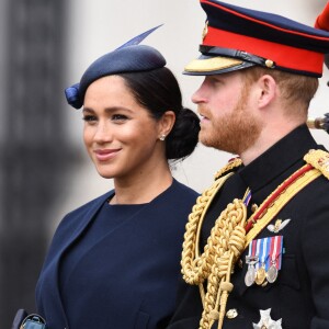 Meghan Markle, duchesse de Sussex, a fait une réapparition publique en plein congé maternité pour assister aux cérémonies de Trooping the Colour le 8 juin 2019 au palais de Buckingham, à Londres.