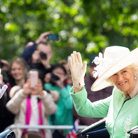 Meghan Markle, duchesse de Sussex, a fait une réapparition publique en plein congé maternité pour assister aux cérémonies de Trooping the Colour le 8 juin 2019 au palais de Buckingham, à Londres.