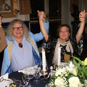 Exclusif - Chantal Ladesou, Pierre-Jean Chalençon, Catherine Frot et Jordan de Luxe - Dîner privé chez Pierre-Jean Chalençon au palais Vivienne à Paris, France, le 7 juin 2019. © Philippe Baldini/Bestimage