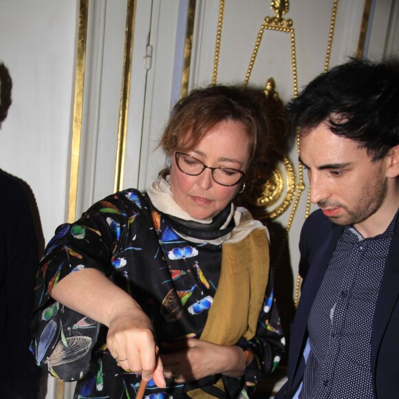 Exclusif - Catherine Frot et Jordan de Luxe - Dîner privé chez Pierre-Jean Chalençon au palais Vivienne à Paris, France, le 7 juin 2019. © Philippe Baldini/Bestimage07/06/2019 - Paris