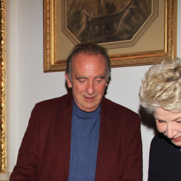 Exclusif - Catherine Frot, Gilles, Yves Lecoq et Danièle Gilbert - Dîner privé chez Pierre-Jean Chalençon au palais Vivienne à Paris, France, le 7 juin 2019. © Philippe Baldini/Bestimage