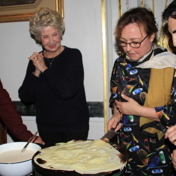 Exclusif - Yves Lecoq, Danièle Gilbert, Catherine Frot et Jordan de Luxe - Dîner privé chez Pierre-Jean Chalençon au palais Vivienne à Paris, France, le 7 juin 2019. © Philippe Baldini/Bestimage