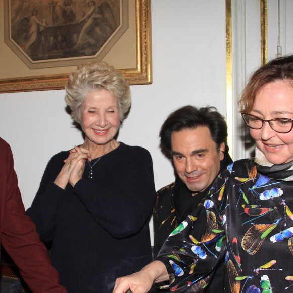 Exclusif - Yves Lecoq, Danièle Gilbert, Frédéric Longbois et Catherine Frot - Dîner privé chez Pierre-Jean Chalençon au palais Vivienne à Paris, France, le 7 juin 2019. © Philippe Baldini/Bestimage