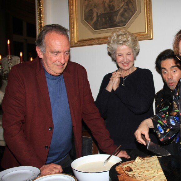 Exclusif - Yves Lecoq, Danièle Gilbert, Frédéric Longbois et Catherine Frot - Dîner privé chez Pierre-Jean Chalençon au palais Vivienne à Paris, France, le 7 juin 2019. © Philippe Baldini/Bestimage