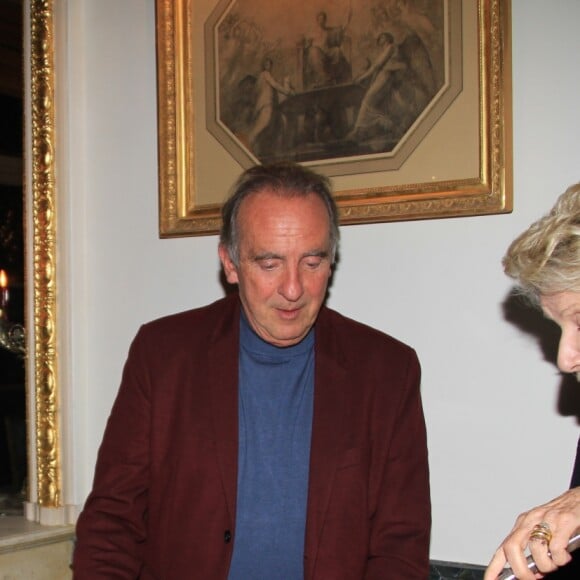 Exclusif - Catherine Frot, Gilles, Yves Lecoq et Danièle Gilbert - Dîner privé chez Pierre-Jean Chalençon au palais Vivienne à Paris, France, le 7 juin 2019. © Philippe Baldini/Bestimage