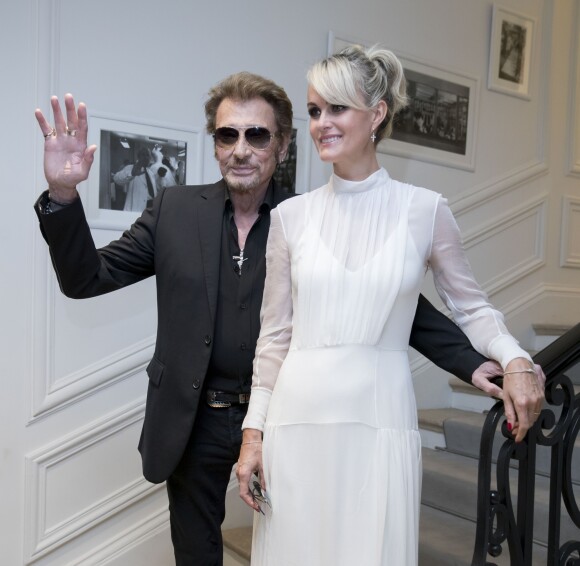 Johnny Hallyday et sa femme Laeticia Hallyday au défilé de mode Haute-Couture automne-hiver 2016/2017 "Christian Dior" à Paris. Le 4 juillet 2016 © Olivier Borde / Bestimage