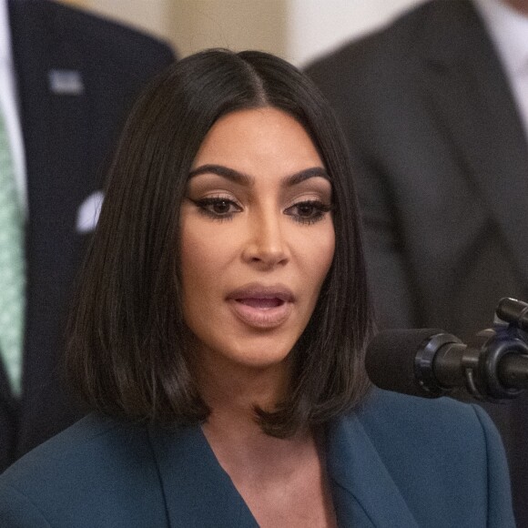 Kim Kardashian défend le projet "Second Chance Hiring" à la Maison Blanche, en présence du président Donald Trump. Washington, DC, le 13 juin 2019.