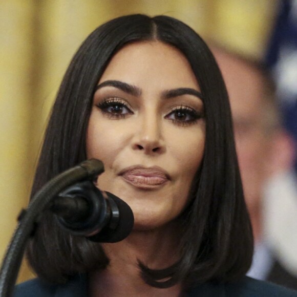 Kim Kardashian défend le projet "Second Chance Hiring" à la Maison Blanche, en présence du président Donald Trump. Washington, DC, le 13 juin 2019.