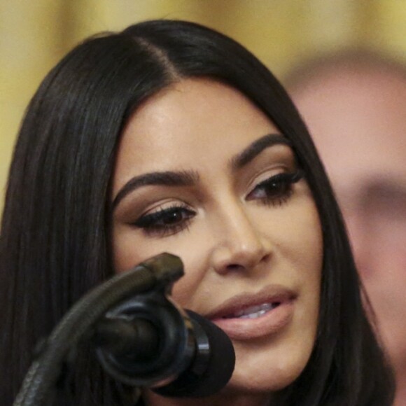 Kim Kardashian défend le projet "Second Chance Hiring" à la Maison Blanche, en présence du président Donald Trump. Washington, DC, le 13 juin 2019.