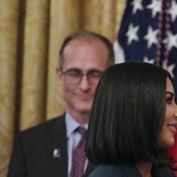 Kim Kardashian défend le projet "Second Chance Hiring" à la Maison Blanche, en présence du président Donald Trump. Washington, DC, le 13 juin 2019.