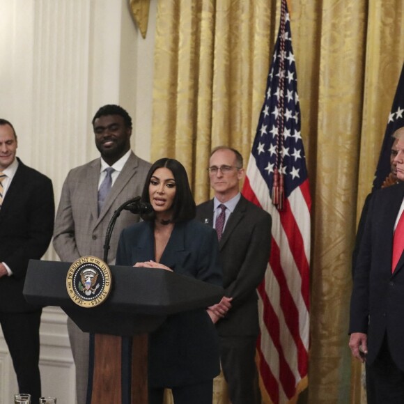 Kim Kardashian défend le projet "Second Chance Hiring" à la Maison Blanche, en présence du président Donald Trump. Washington, DC, le 13 juin 2019.