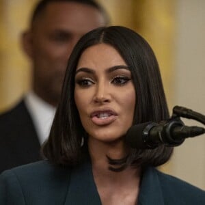 Kim Kardashian défend le projet "Second Chance Hiring" à la Maison Blanche, en présence du président Donald Trump. Washington, DC, le 13 juin 2019.