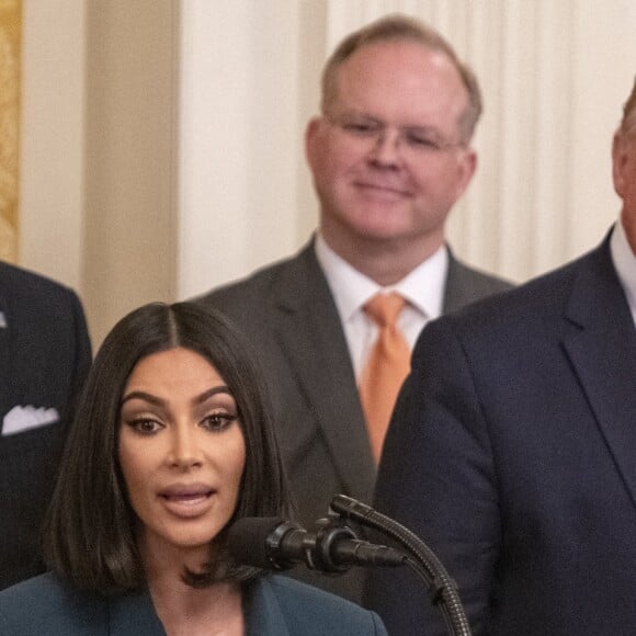 Kim Kardashian défend le projet "Second Chance Hiring" à la Maison Blanche, en présence du président Donald Trump. Washington, DC, le 13 juin 2019.