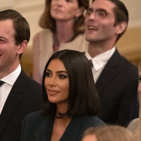 Jared Kushner, Kim Kardashian et Ivanka Trump à la Maison Blanche. Washington, DC, le 13 juin 2019.
