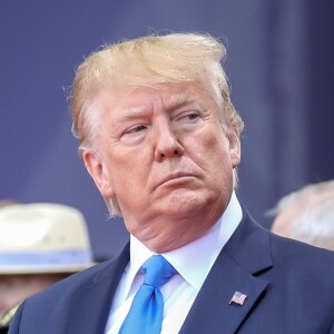 Le président Donald Trump, Melania Trump lors de la cérémonie franco - américaine au cimetière américain de Colleville sur Mer le 6 juin 2019 dans le cadre du 75ème anniversaire du débarquement. © Stéphane Lemouton / Bestimage