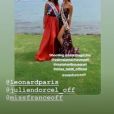 Vaimalama Chaves et Matahari Bouquet après l'élection de Miss Tahiti 2019 le 21 juin 2019.