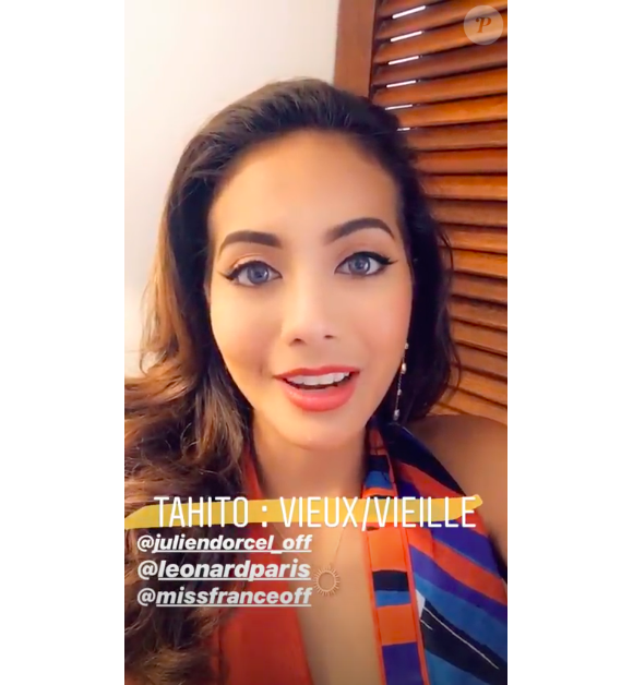 Vaimalama Chaves après l'élection de Miss Tahiti 2019 le 21 juin 2019.