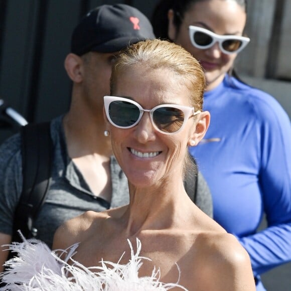 Céline Dion à la sortie de l'hôtel Crillon à Paris. Le 28 juin 2019