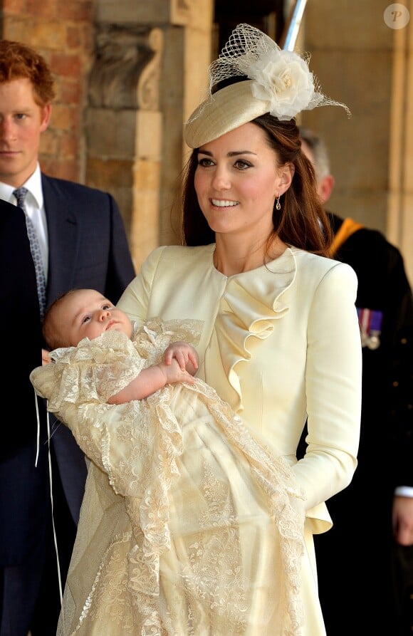 Kate Catherine Middleton, duchesse de Cambridge, lors du bapteme de son fils, le prince George, en la chapelle royale du palais St James a Londres. Le 23 octobre 2013