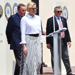 La princesse Charlène de Monaco lors du concours Elégance et Automobile à Monte-Carlo 2019 sur la place du palais à Monaco, le 30 juin 2019. © Bruno Bebert/Bestimage