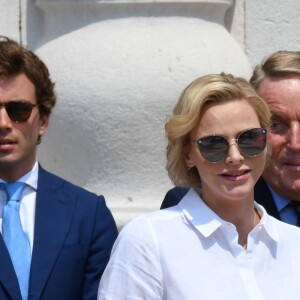 La princesse Charlène de Monaco avec Michel Boéri, président de l'ACM lors du concours Elégance et Automobile à Monte-Carlo 2019 sur la place du palais à Monaco, le 30 juin 2019. © Bruno Bebert/Bestimage