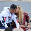 Marion Bartoli et son nouveau compagnon le joueur de football belge Yahya Boumediene s'embrassent dans les tribunes des Internationaux de France de Tennis de Roland Garros à Paris. 22 Mai 2019.