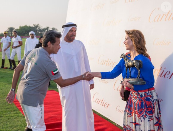 La princesse Haya de Jordanie assiste lors du Cartier International Dubai Polo Challenge à Dubaï, le 5 novembre 2016.