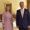 Le roi Philippe de Belgique a reçu la présidente de la République slovaque Zuzana Caputova au palais royal à Bruxelles, le 25 juin 2019.