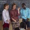 La reine Mathilde de Belgique et sa fille la princesse héritière Elisabeth en visite au centre Furaha & Early Childhood Development (ECD) et à l'école primaire "Future" au camp de réfugiés Kakuma au village de Kalobeyei le 25 juin 2019 dans le cadre d'une mission humanitaire sous l'égide d'UNICEF Belgique, dont l'épouse du roi Philippe est la présidente d'honneur.
