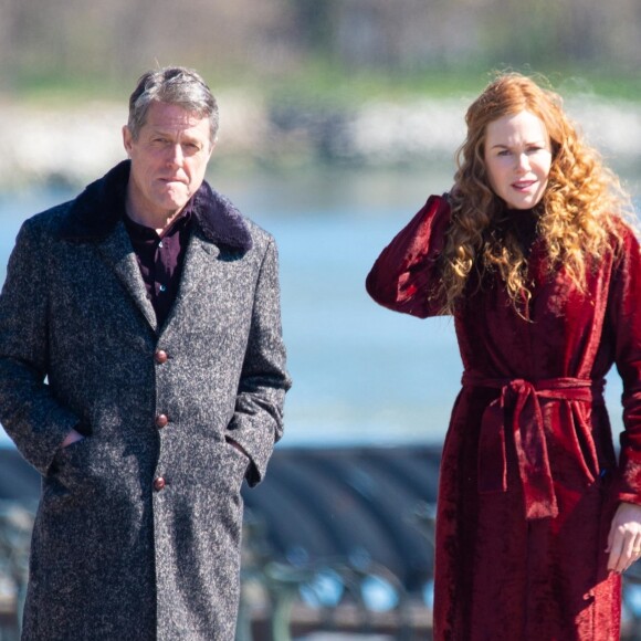 Nicole Kidman et Hugh Grant sur le tournage du film The Undoing dans le quartier de Upper East Side Manhattan à New York, le 16 avril 2019