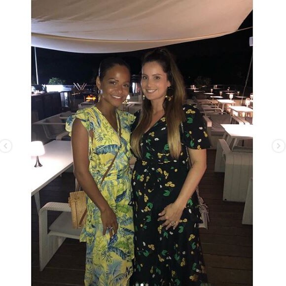 Christina Milian et Marine Lloris lors d'une soirée à Ramatuelle, le 5 juillet 2019.