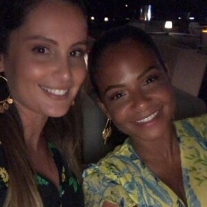 Marine Lloris et Christina Milian lors d'une soirée à Ramatuelle, le 5 juillet 2019.