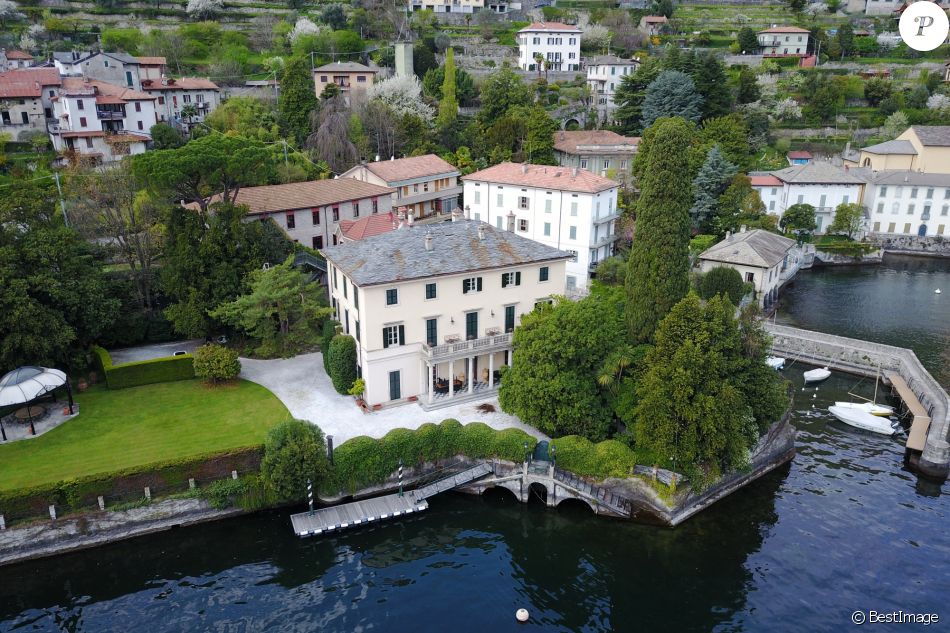 Le couple Clooney reçoit les Obama dans sa villa en Italie - Vue aérienne de la Villa d&#039;Oleandra, appartenant à l&#039;acteur américain George Clooney à Laglio sur le Lac de Côme, Italie, le 2 avril 2017.