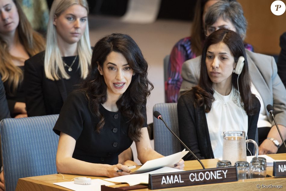 Amal Clooney, Nadia Murad - Conférence &quot;Women and peace and security: Sexual vialence in conflict&quot; aux Nations Unies à New York. Le 23 avril 2019