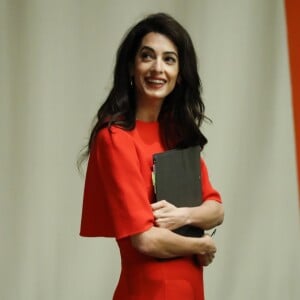 Amal Clooney Alamuddin participe à la conférence de presse Behind Bars: Undermining Justice and Democracy à New York, le 28 septembre 2018