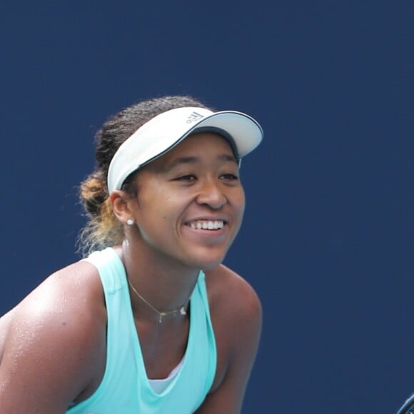 Naomi Osaka pendant sa séance d'entraînement au stade Hard Rock lors du tournoi de tennis de Miami, Floride, Etats-UNis, le 18 mars 2019. Naomi Osaka on the practice court prior to the start of the Miami Open Tennis Tournament at Hard Rock Stadium on March 18, 2019 in Miami, FL, USA.18/03/2019 - Miami