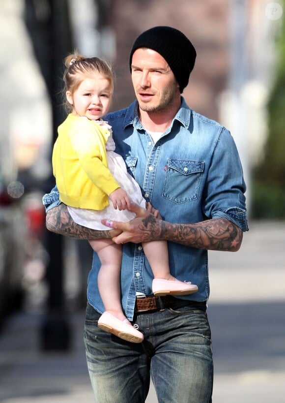 David Beckham et sa fille Harper Seven à Londres, le 24 avril 2013.