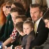 David Beckham et ses enfants Brooklyn, Romeo, Cruz et Harper assistent au défilé de Victoria Beckham, collection prêt-à-porter automne 2014 à New York, le 9 février 2014.