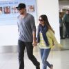 Lea Michele et son compagnon Cory Monteith arrivent a l'aeroport LAX de Los Angeles. Le 5 janvier 2013.