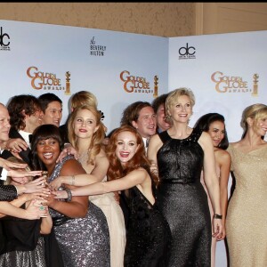 L'équipe de Glee lors des Golden Globe, le 16 janvier 2011.