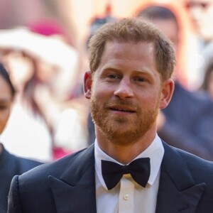 Le prince Harry, duc de Sussex, et Meghan Markle, duchesse de Sussex, à la première du film "Le Roi Lion" au cinéma Odeon Luxe Leicester Square à Londres, le 14 juillet 2019.