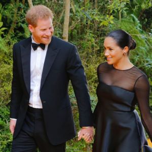 Le prince Harry, duc de Sussex, et Meghan Markle, duchesse de Sussex, à la première du film "Le Roi Lion" au cinéma Odeon Luxe Leicester Square à Londres, le 14 juillet 2019.