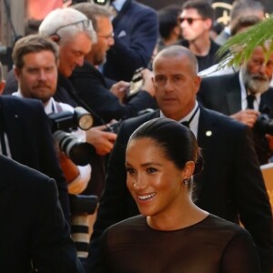 Le prince Harry, duc de Sussex, et Meghan Markle, duchesse de Sussex, à la première du film "Le Roi Lion" au cinéma Odeon Luxe Leicester Square à Londres, le 14 juillet 2019.