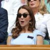 Le prince William, duc de Cambridge, et Catherine (Kate) Middleton, duchesse de Cambridge, assistent à la finale homme du tournoi de Wimbledon "Novak Djokovic - Roger Federer (7/6 - 1/6 - 7/6 - 4/6 - 13/12)" à Londres. Catherine (Kate) Middleton, duchesse de Cambridge, est venue remettre les trophées aux joueurs. Londres, le 14 juillet 2019.