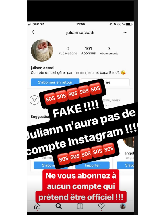 Jesta de "Koh-Lanta" avertir ses fans sur le compte fake de son fils Juliann - mardi 16 juillet 2019