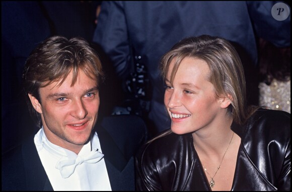 Estelle Lefébure et David Hallyday à Paris, le 12 décembre 1989.