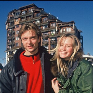 Estelle Lefébure et David Hallyday à Avoriaz, le 15 janvier 1990.