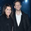 Romain Grosjean et sa femme Marion Jollès - People au défilé de mode Moncler Gamme Bleu collection Printemps-Eté 2017 lors de la fashion week Homme à Milan, le 15 janvier 2017.