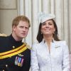 Catherine Kate Middleton (en look Alexander McQueen) et le prince Harry  - La famille royale britannique réunie pour présider le traditionnel Trooping the Colour à Londres, le 14 juin 2014.