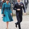 Kate Middleton, en manteau bleu Catherine Walker avec le prince Harry - Arrivées de la famille royale d'Angleterre en l'abbaye de Westminster à Londres pour le service commémoratif de l'ANZAC Day. Le 25 avril 2019